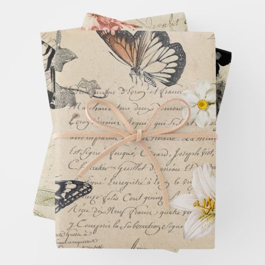 Vintage Blumendekoupage Geschenkpapier Set (Beispiel)