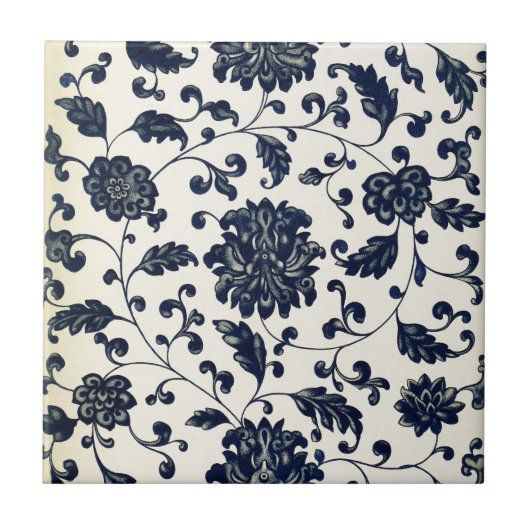 Vintage-Blumendesign Fliese (Vorderseite)