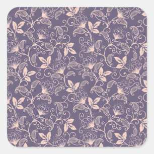 Vintage-Blumendesign mit wirbelnden Reben Quadratischer Aufkleber