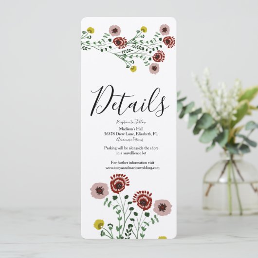 Vintage Blumendetails Einladung (Stehend Vorderseite)