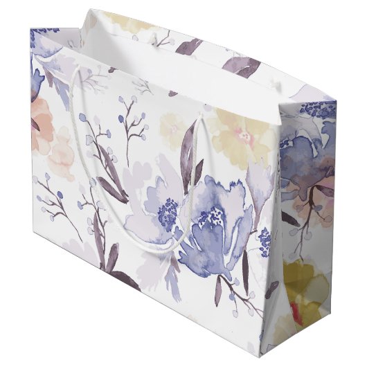 Vintage Blumendrucke 1 Große Geschenktüte (Rückseite Schrägansicht)