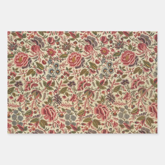 Vintage Blumendrucke Geschenkpapier Set (Vorderseite)