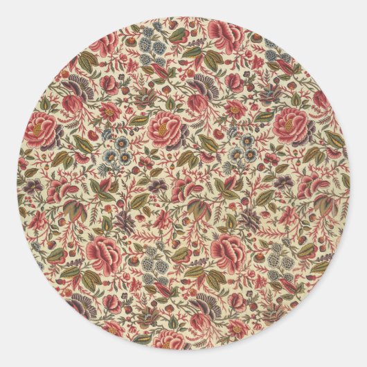 Vintage Blumendrucke Runder Aufkleber (Vorderseite)