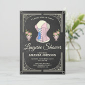 Vintage Blumendusch Brautdusche Einladung (Stehend Vorderseite)