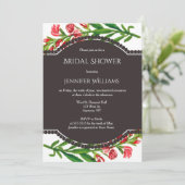 Vintage Blumendusche Einladung (Stehend Vorderseite)