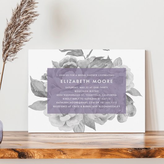 Vintage Blumendusche Einladung | Violett