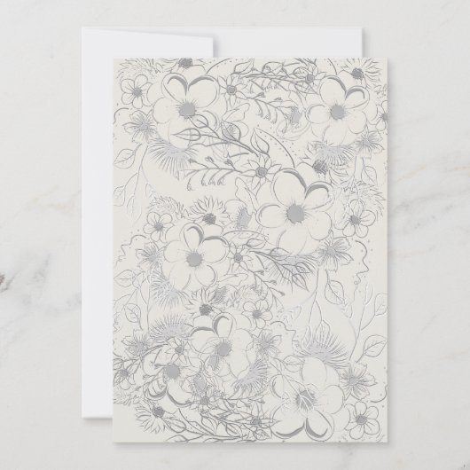 Vintage Blumendusty Blue Wedding Einladung (Rückseite)