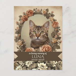 Vintage Blumenehrenmal für Katzen mit individuelle Postkarte