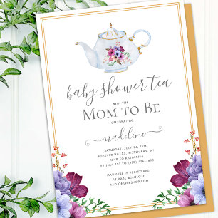 Vintage Blumeneinladung zur Babyparty-Teeparty Einladung