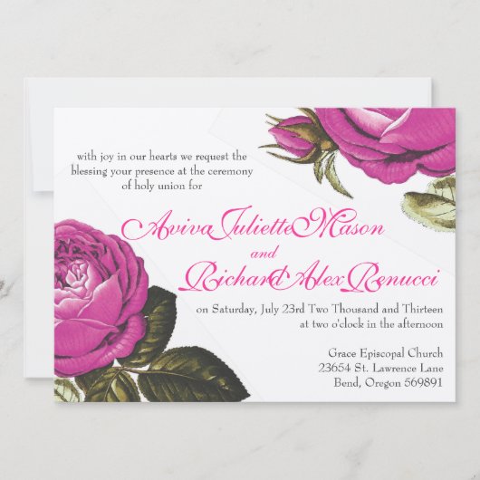 Vintage Blumenfarbe Einladung (Vorderseite)