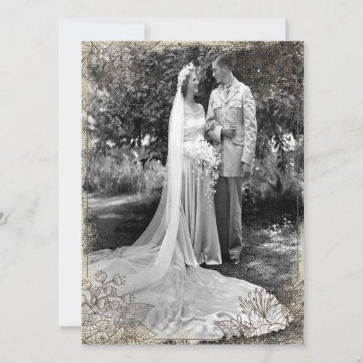 Vintage Blumenfeier Einladung (Vorderseite)