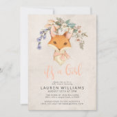 Vintage Blumenfox-Girl-Babydusche Einladung (Vorderseite)