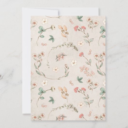 Vintage Blumenfox-Girl-Babydusche Einladung (Rückseite)