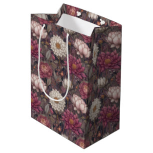 Vintage-Blumengarten-Rosa- und Creme-Muster Mittlere Geschenktüte