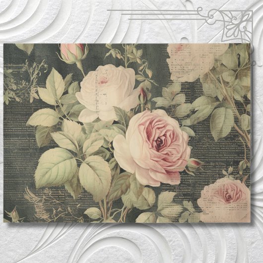 Vintage Blumengärten Rose Landschaft Seidenpapier