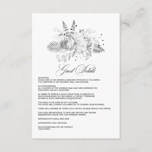 Vintage Blumengastdetails Begleitkarte (Vorderseite)