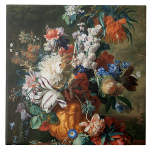Vintage Blumengebinde Jan van Huysum Blumenstrauß Fliese