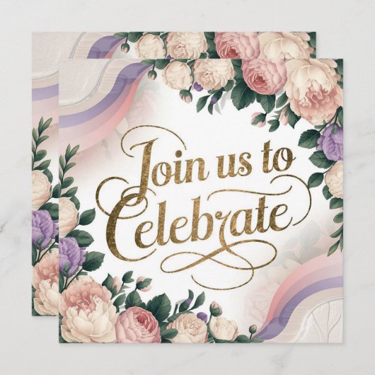 Vintage Blumengeburt Einladung (Vorne/Hinten)