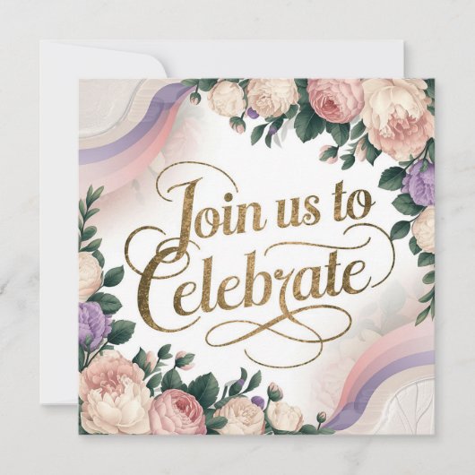 Vintage Blumengeburt Einladung (Vorderseite)