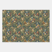 Vintage Blumengeburtsszene auf Mitternachtsblau Geschenkpapier Set (Vorderseite)