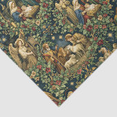 Vintage Blumengeburtsszene auf Mitternachtsblau Seidenpapier (Ausschnitt)