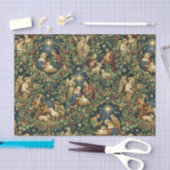 Vintage Blumengeburtsszene auf Mitternachtsblau Seidenpapier (Handwerk)