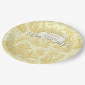 Vintage, blumengelbe Joule-Dusche Pappteller (Schrägansicht)