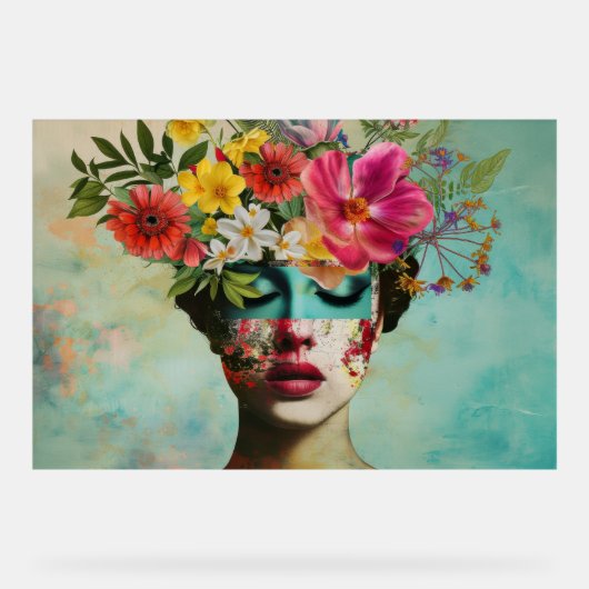Vintage Blumengemälde  Acrylschild (Vorderseite)
