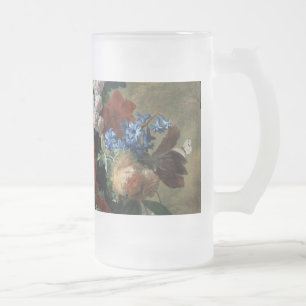 Vintage Blumengemälde Jan van Huysum Bouquet von B Mattglas Bierglas