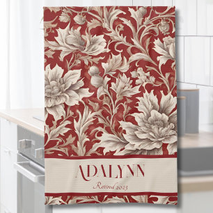 Vintage Blumengeschenke für Mama Rot Geschirrtuch