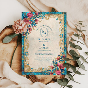 Vintage blumengeschichtliche Hochzeit Einladung