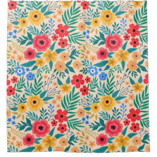 Vintage, blumengeschmückte Blume. Duschvorhang