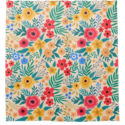 Vintage, blumengeschmückte Blume. Duschvorhang (Vorderseite)