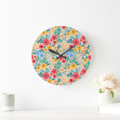 Vintage, blumengeschmückte Blume. Große Wanduhr (Zuhause)