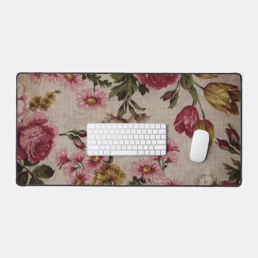 Vintage, blumengeschmückte Blume Schreibtischunterlage (Tastatur & Maus)