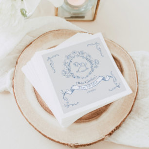 Vintage, blumengeschmückte Chinoiserie Kinderdusch Serviette