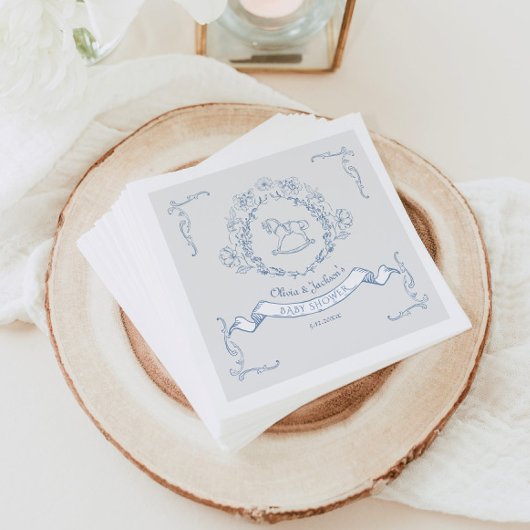 Vintage, blumengeschmückte Chinoiserie Kinderdusch Serviette