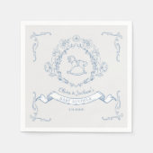 Vintage, blumengeschmückte Chinoiserie Kinderdusch Serviette (Vorderseite)