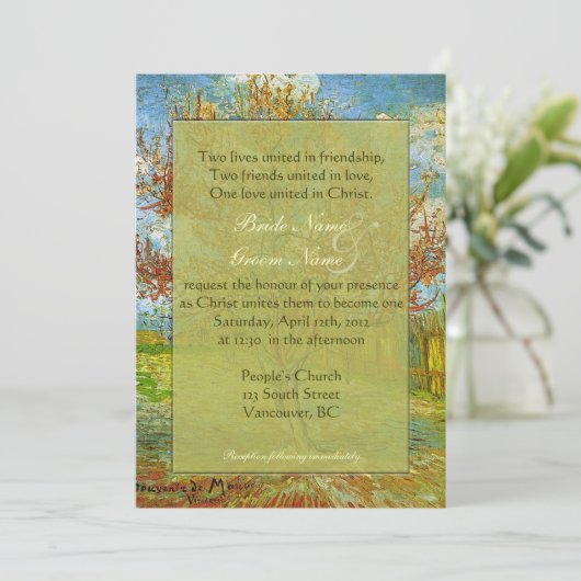 Vintage blumengeschmückte Christliche Hochzeitsein Einladung (Stehend Vorderseite)