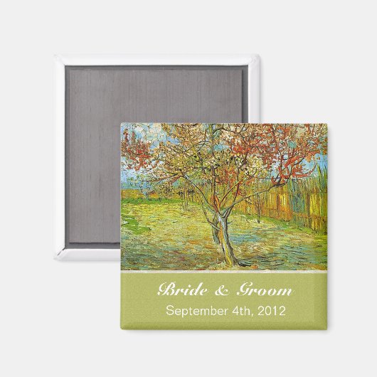 Vintage, blumengeschmückte Hochzeit. Magnet (Vorderseite/Rückseite)