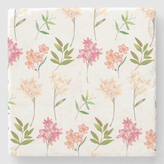 Vintage blumengeschmückte Hütte Traditionelle Blum Steinuntersetzer (Vorderseite)