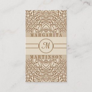 Vintage, blumengeschmückte Monogramm-Visitenkarten Visitenkarte