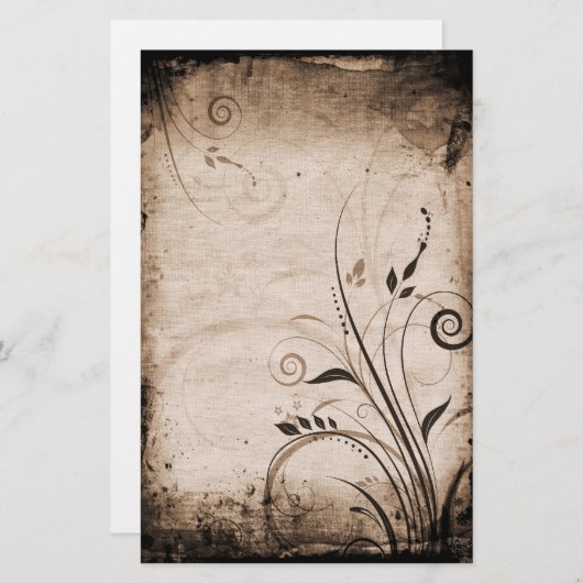 Vintage Blumengeschosse Briefpapier (Vorne/Hinten)