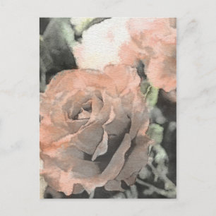 vintage Blumengestaltung Hintergrund mit hellrosa Postkarte