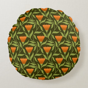 Vintage Blumengestaltung mit orangen Tulpen  Rundes Kissen