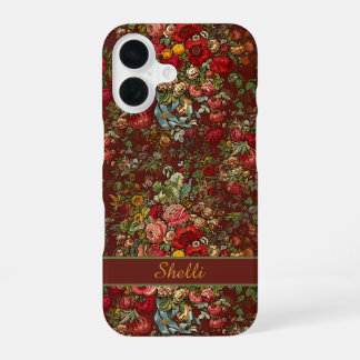 Vintage Blumenglasur-Muster mit Ihrem Namen iPhone 16 Hülle
