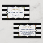 Vintage, blumengoldfarbene Streifen Visitenkarte (Vorne/Hinten)