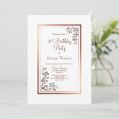 Vintage Blumengoldgrenze 21. Geburtstag Party Einladung (Stehend Vorderseite)