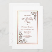 Vintage Blumengoldgrenze 21. Geburtstag Party Einladung (Vorne/Hinten)