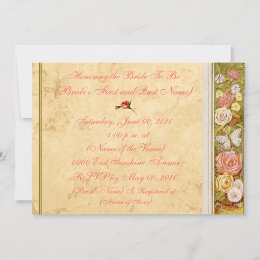 Vintage BlumengrenzBrautparty-Einladung Einladung (Vorderseite)